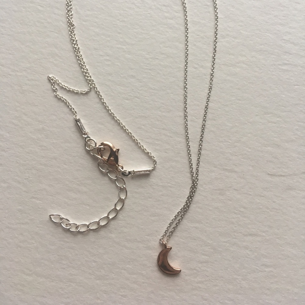 ☆ Luna Norte Sterling and Rose Gold Moon Necklace